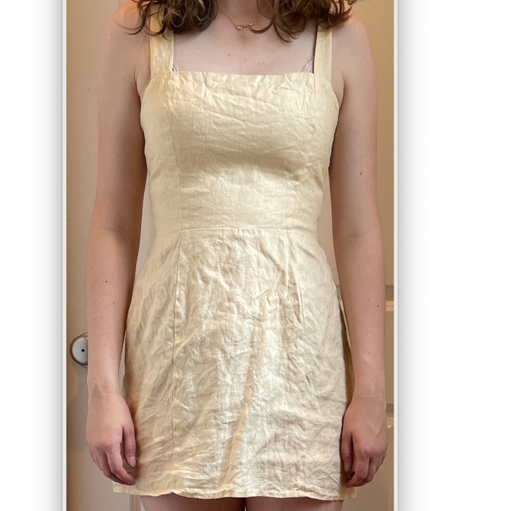 Reformation Yellow Linen Mini Dress